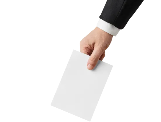Hand over voting ballot